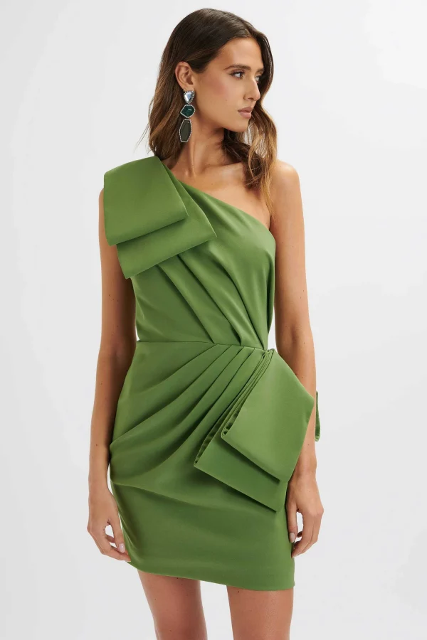 Lavish Alice Lana Oversized Statement Bow Mini Dress In Green Outlet