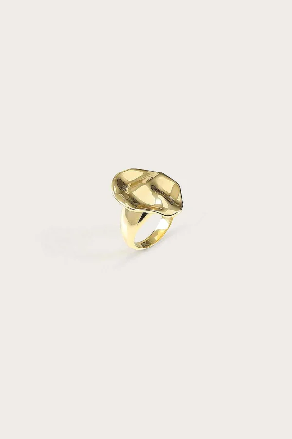 Lavish Alice Leora Hammered Effect Oval Gold Ring Shop