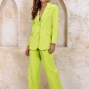 Lavish Alice Liana Tailored Masculine Blazer In Chartreuse Store