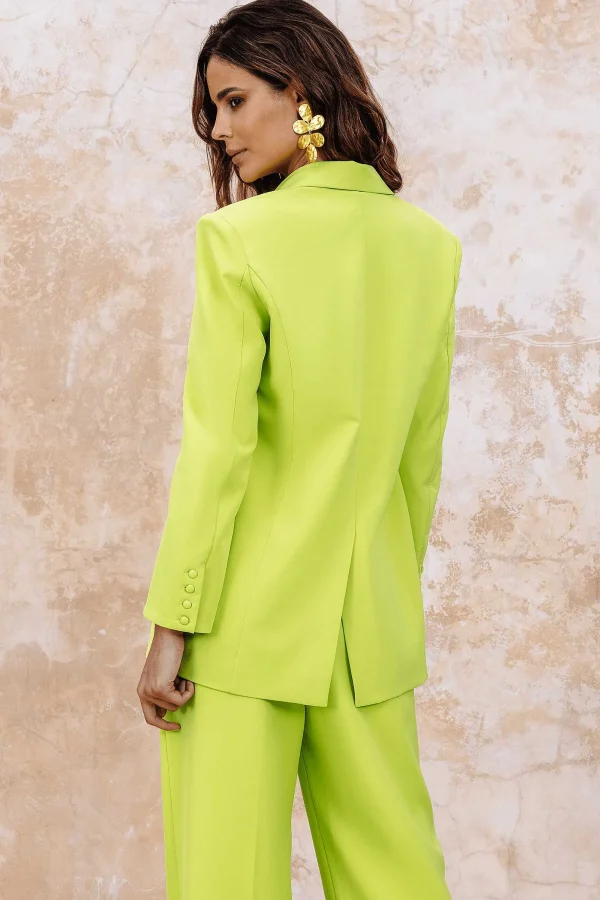 Lavish Alice Liana Tailored Masculine Blazer In Chartreuse Store