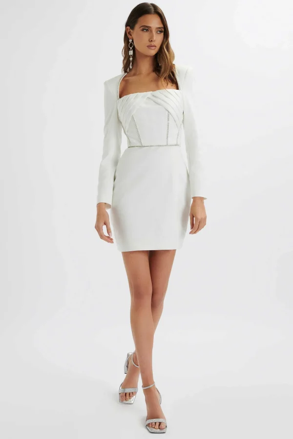 Lavish Alice Liberty Diamante Trim Blazer Mini Dress In White Cheap