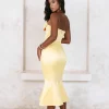 Lavish Alice Lucia Cowl Corset Satin Midi Dress In Yellow Discount