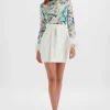 Lavish Alice Medina Embellished Feather Cuff Mini Dress In White Outlet