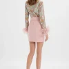 Lavish Alice Medina Embellished Feather Cuff Mini Dress In Pink Online