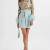 Lavish Alice Medina Embellished Feather Cuff Mini Dress In Blue Cheap