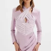 Lavish Alice Mia Satin Mix Halterneck Blazer Dress In Lilac New