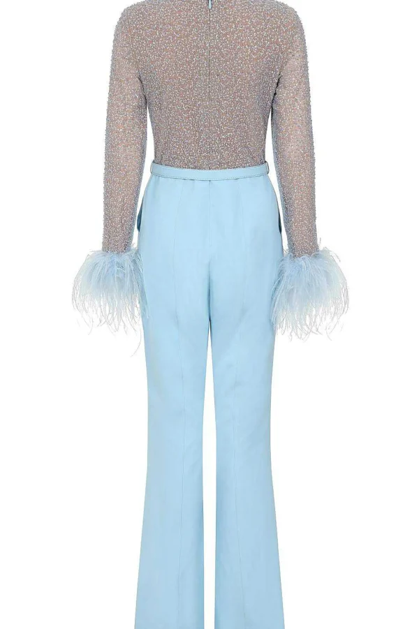 Lavish Alice Myla Beaded Sequin Jumpsuit In Baby Blue Flash Sale