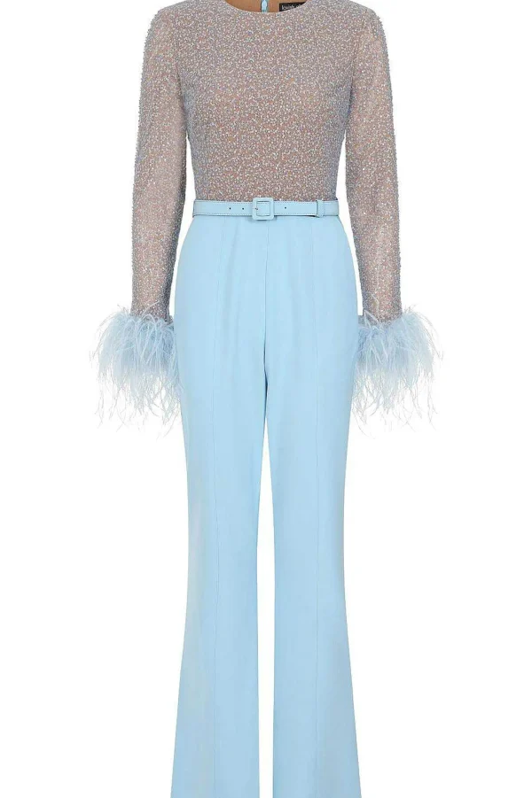 Lavish Alice Myla Beaded Sequin Jumpsuit In Baby Blue Flash Sale