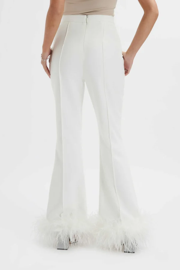 Lavish Alice Nahla Fit & Flare Trouser With Feather Hem In White Best