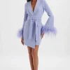 Lavish Alice Nikola Feather Cuff Blazer Dress In Cornflower Blue Store