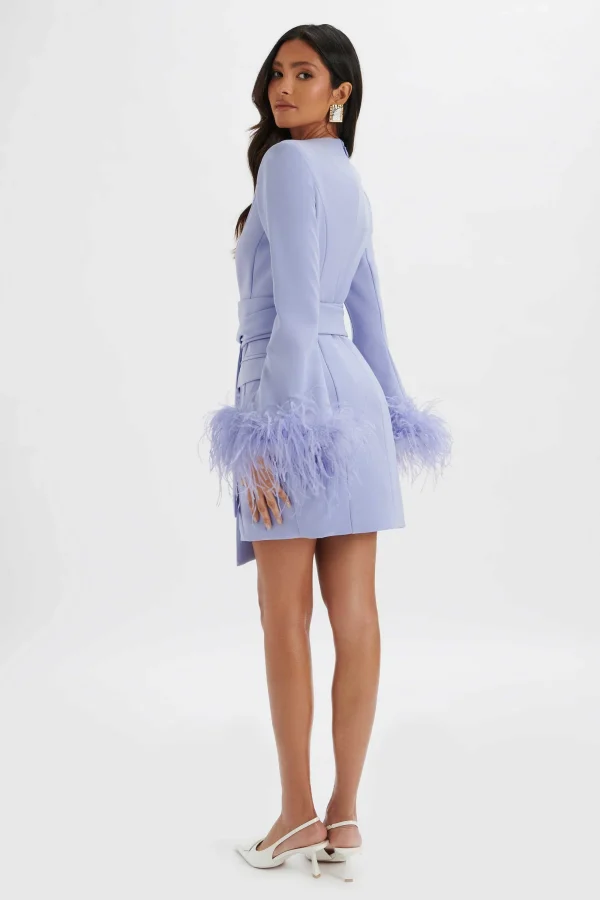 Lavish Alice Nikola Feather Cuff Blazer Dress In Cornflower Blue Store