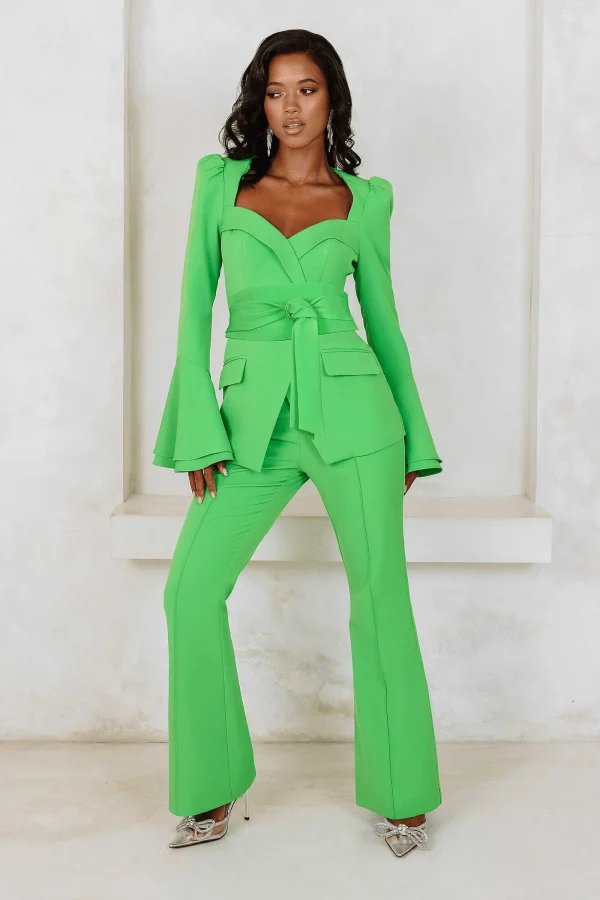 Lavish Alice Raquel Fit And Flare Trouser In Apple Green Hot