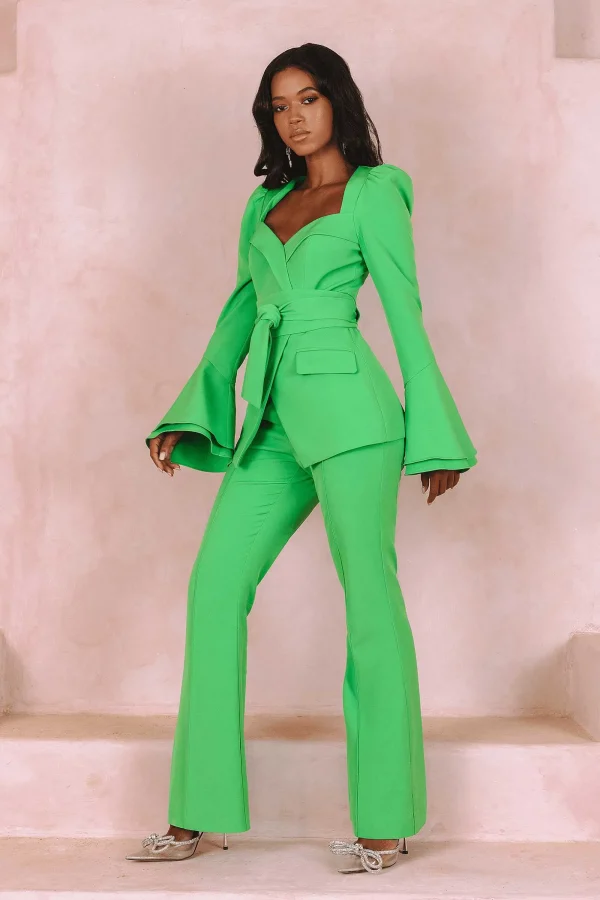 Lavish Alice Raquel Fit And Flare Trouser In Apple Green Hot