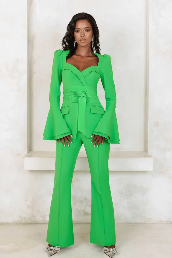 Lavish Alice Raquel Fit And Flare Trouser In Apple Green Hot