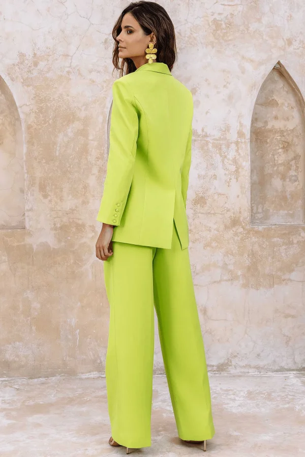 Lavish Alice Raven Tailored Straight Leg Trousers In Chartreuse Best Sale