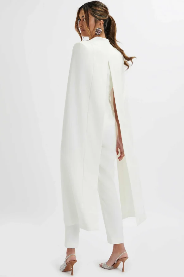 Lavish Alice Rayna Longline Cape Tailored Jumpsuit In White Fashion