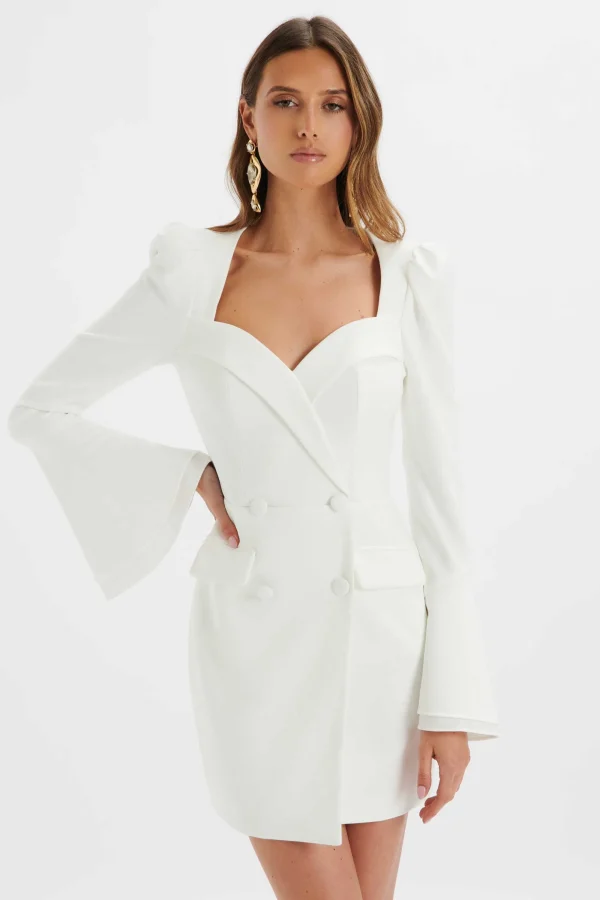 Lavish Alice Rebeccah Flared Sleeve Blazer Mini Dress In White Best