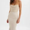 Lavish Alice Renata Bonded Satin Corset Maxi Dress In Champagne Cheap