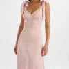 Lavish Alice Reve Satin Tie Shoulder Maxi Dress In Pink Fashion