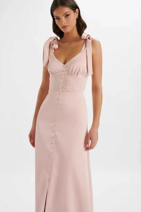 Lavish Alice Reve Satin Tie Shoulder Maxi Dress In Pink Fashion