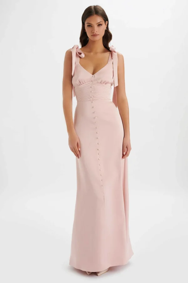 Lavish Alice Reve Satin Tie Shoulder Maxi Dress In Pink Fashion