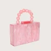 Lavish Alice Reya Bead Handle Marbled Box Clutch Bag In Pink Online