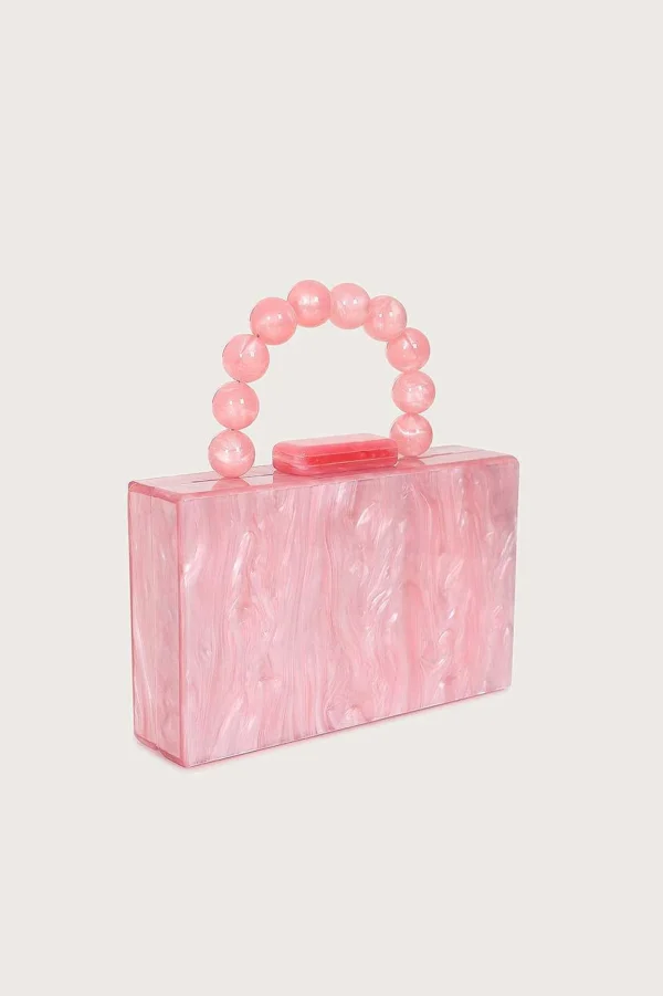 Lavish Alice Reya Bead Handle Marbled Box Clutch Bag In Pink Online