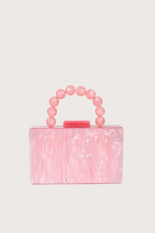 Lavish Alice Reya Bead Handle Marbled Box Clutch Bag In Pink Online