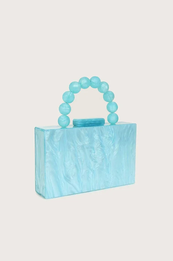 Lavish Alice Reya Bead Handle Marbled Box Clutch Bag In Blue Outlet