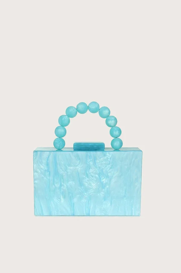 Lavish Alice Reya Bead Handle Marbled Box Clutch Bag In Blue Outlet