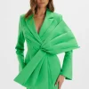 Lavish Alice Rosalie Bow Detail Mini Blazer Dress In Green Hot