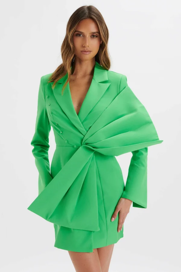 Lavish Alice Rosalie Bow Detail Mini Blazer Dress In Green Hot