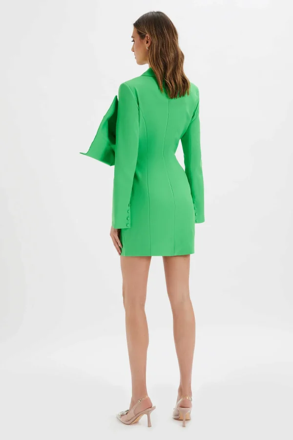 Lavish Alice Rosalie Bow Detail Mini Blazer Dress In Green Hot