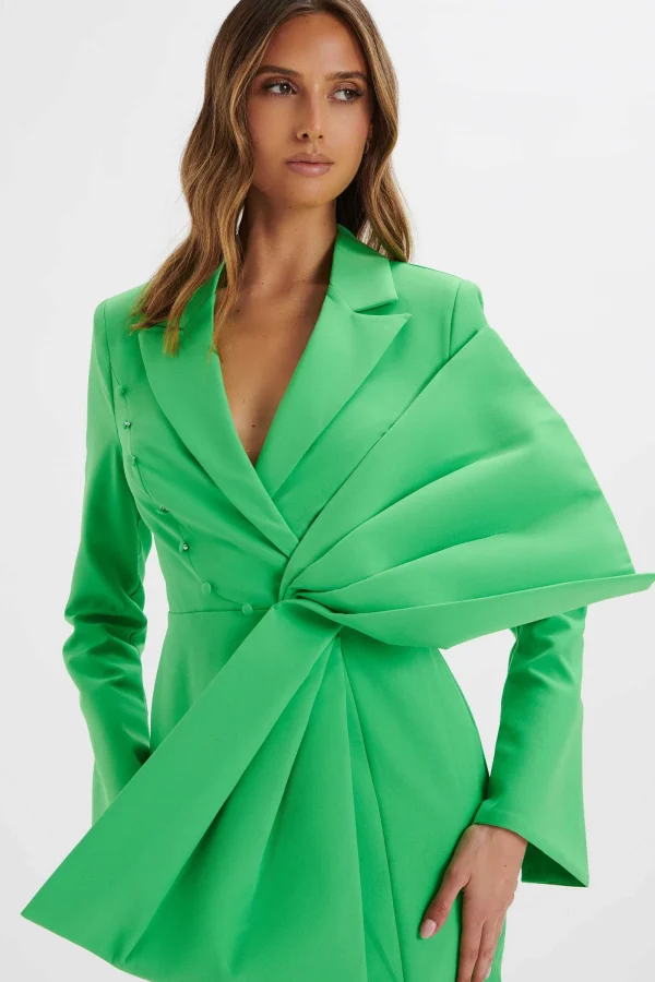 Lavish Alice Rosalie Bow Detail Mini Blazer Dress In Green Hot