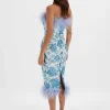 Lavish Alice Sami Feather Bandeau Midi Dress In White And Blue Rose Sequin Discount