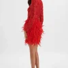 Lavish Alice Selene Embellished Feather Mini Dress In Red Fashion