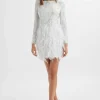 Lavish Alice Selene Embellished Feather Mini Dress In White Hot