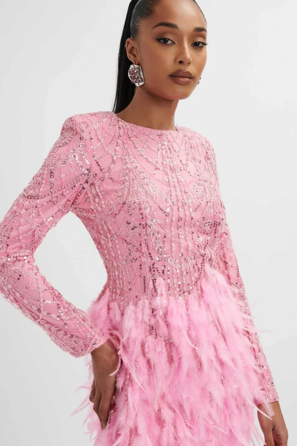 Lavish Alice Selene Embellished Feather Mini Dress In Pink Cheap