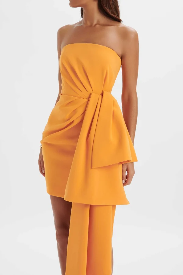 Lavish Alice Shakira Bandeau Half Bow Drape Midi Dress In Apricot Best