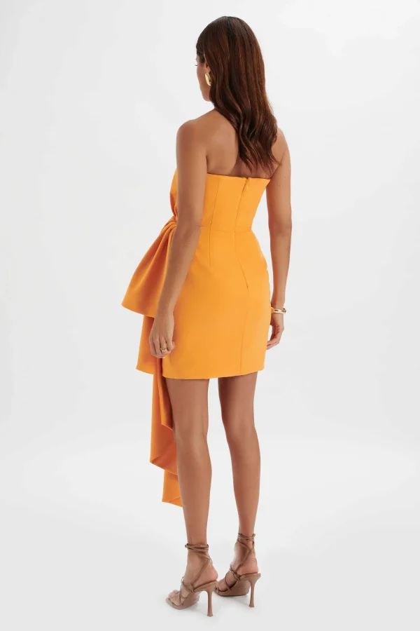 Lavish Alice Shakira Bandeau Half Bow Drape Midi Dress In Apricot Best