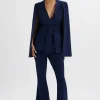 Lavish Alice Skye Belted Cape Blazer In Navy Discount