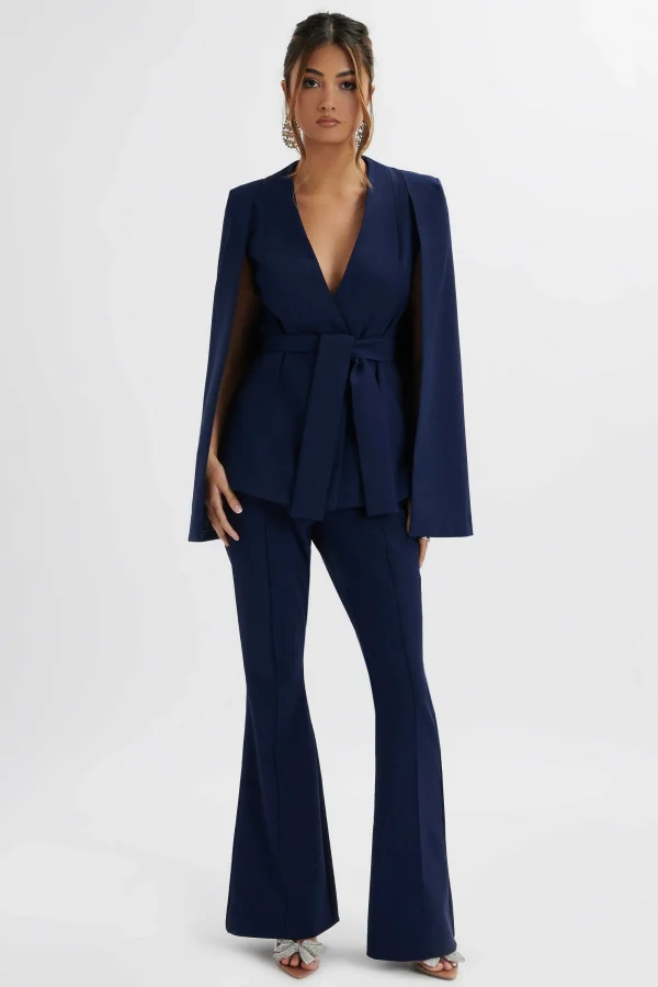 Lavish Alice Skye Belted Cape Blazer In Navy Discount