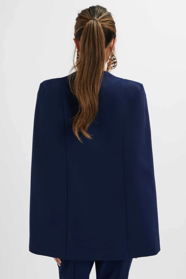 Lavish Alice Skye Belted Cape Blazer In Navy Discount