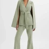 Lavish Alice Skye Belted Cape Blazer Jacket In Sage Green Cheap