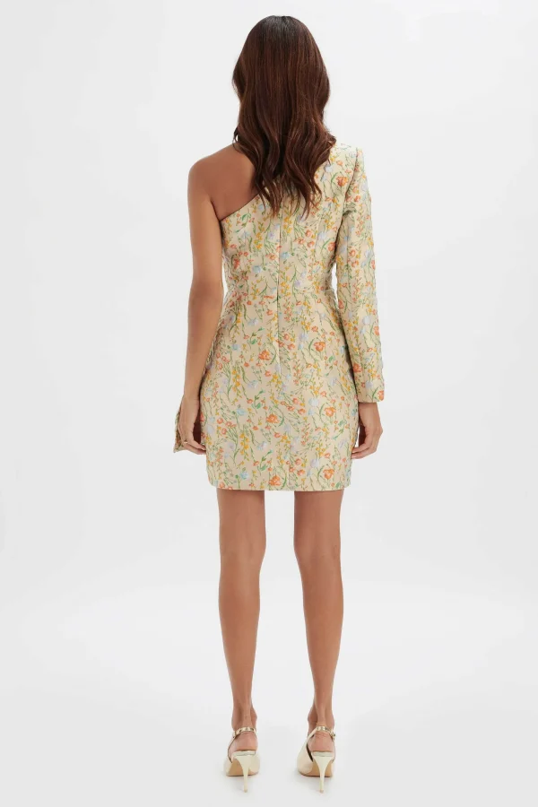 Lavish Alice Suki One Shoulder Wrap Mini Dress In Floral Brocade Discount