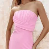 Lavish Alice Sydney Asymmetric Draped Panel Corset Midi Dress In Bubblegum Pink Fashion