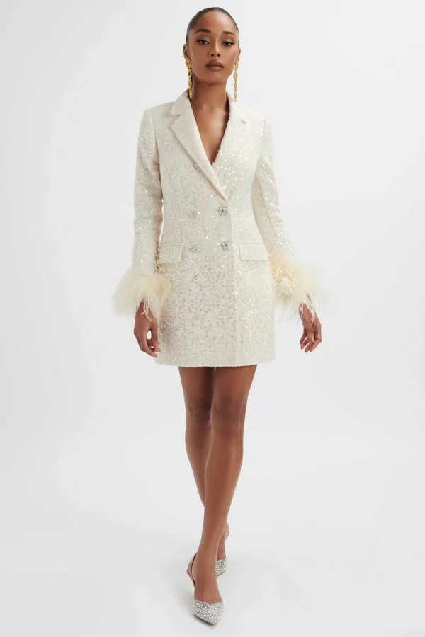 Lavish Alice Tana Sequin Boucle Blazer Mini Dress In Cream Best