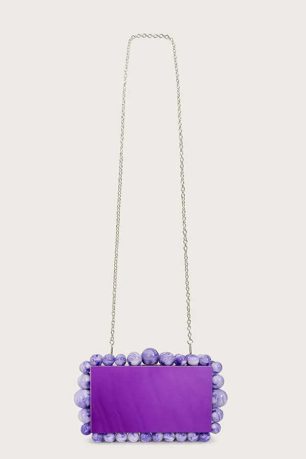 Lavish Alice Tia Marbled Faux Pearl Box Clutch Bag In Purple Sale