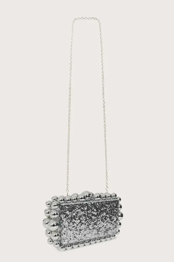 Lavish Alice Tia Marbled Faux Pearl Box Clutch Bag In Silver Sale