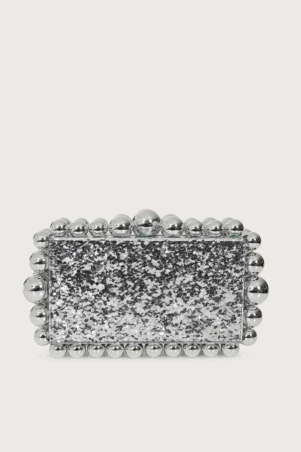 Lavish Alice Tia Marbled Faux Pearl Box Clutch Bag In Silver Sale